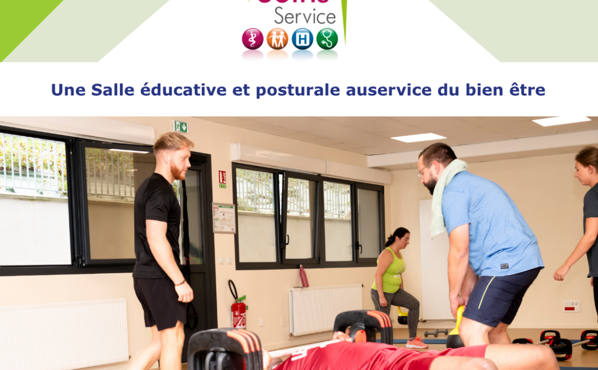 Publication présentant la salle éducative et posturale de la Fondation Soins Service. Mise a disposition pour favoriser le bien être des salariés.