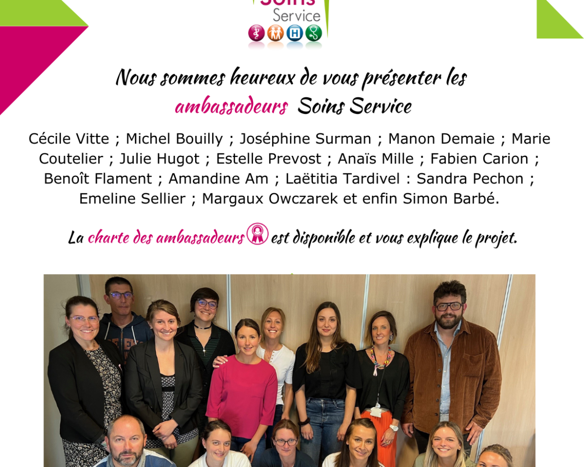 Photo des ambassadeurs et la Fondation Soins Service lors de la signature de la Charte des ambassadeurs