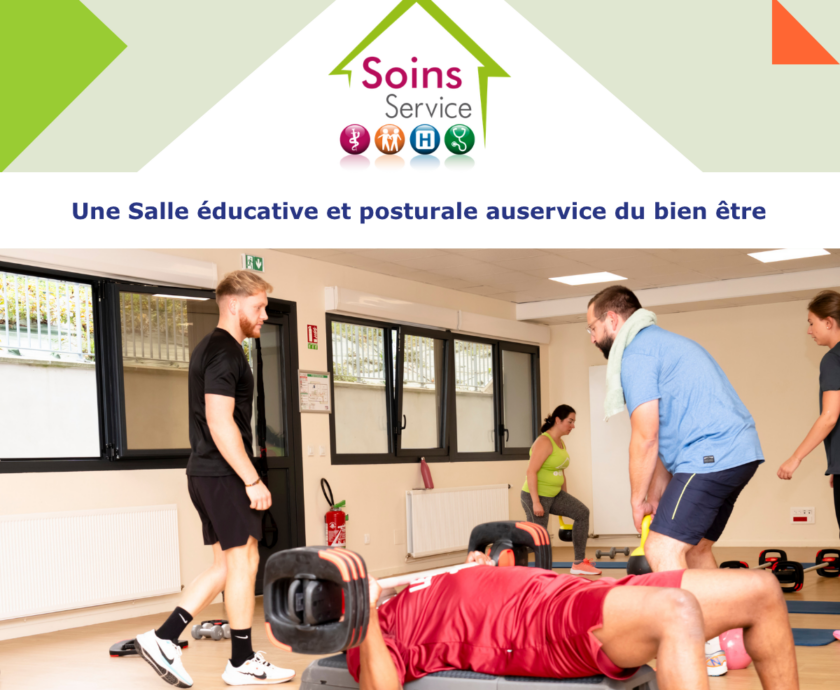 Publication présentant la salle éducative et posturale de la Fondation Soins Service. Mise a disposition pour favoriser le bien être des salariés.